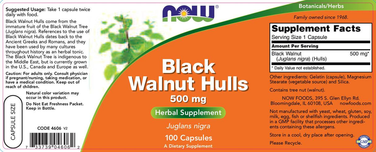 Schwarze Walnussrumpfs 500 mg - 100 Kapseln