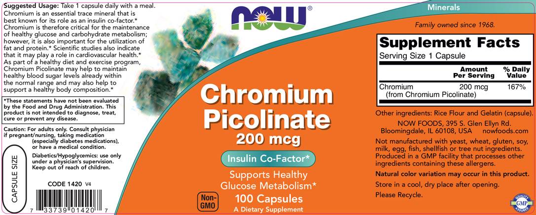 Chrom -Picolinat 200 MCG - 100 Kapseln