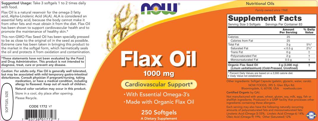 Flachsöl Organic 1000 mg - 100 Gelkapseln