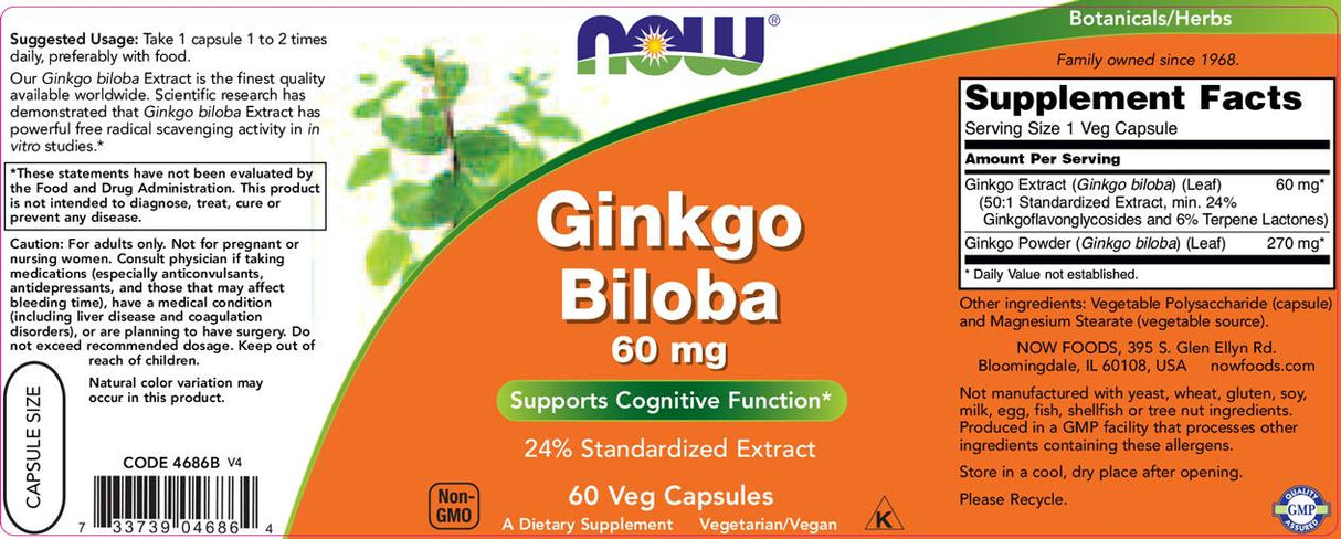 Ginkgo Biloba 60 mg - 60 Kapseln