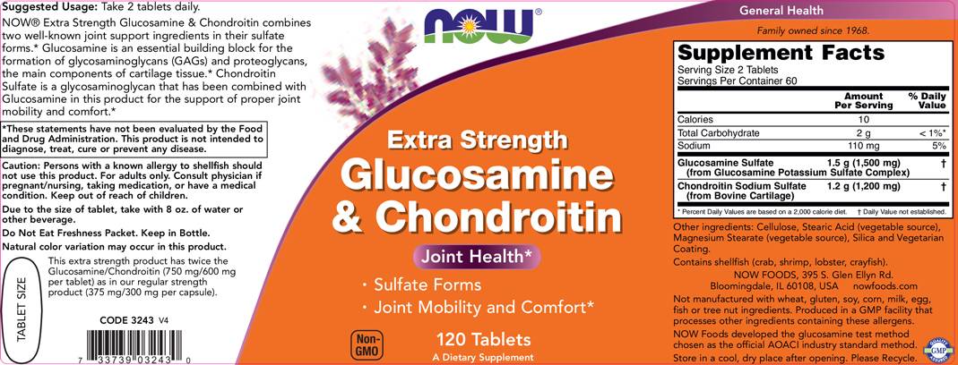 Glucosamin & Chondroitin / zusätzliche Stärke - 240 Tabletten