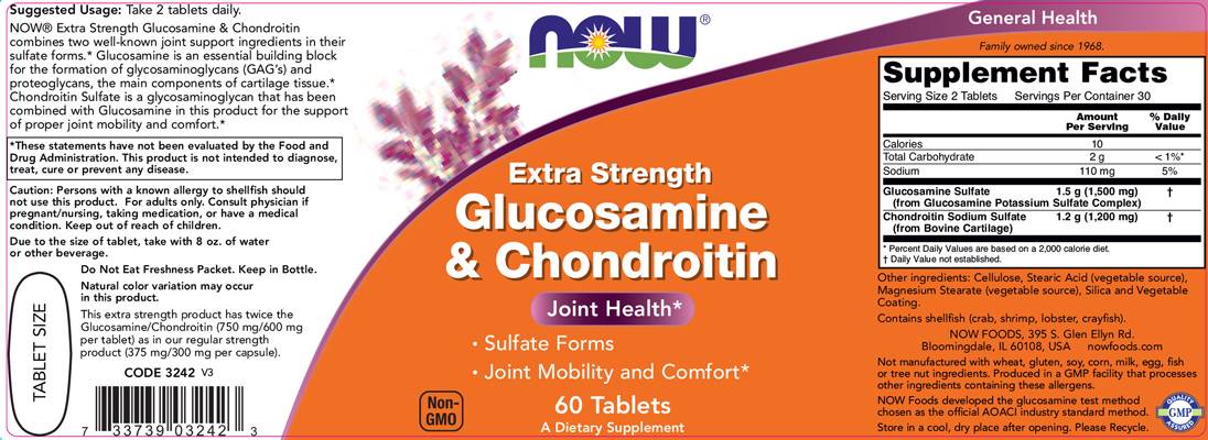 Glucosamin & Chondroitin / zusätzliche Stärke - 240 Tabletten