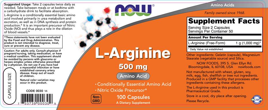 L -Arginin 500 mg - 100 Kapseln