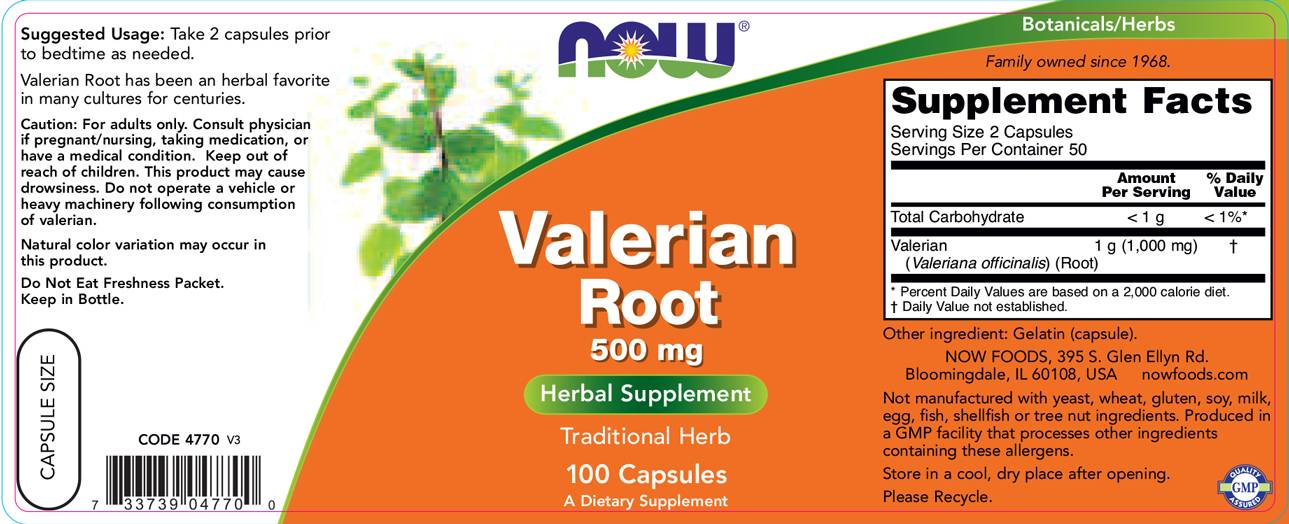 Valerian Wurzel 500 mg - 100 Kapseln