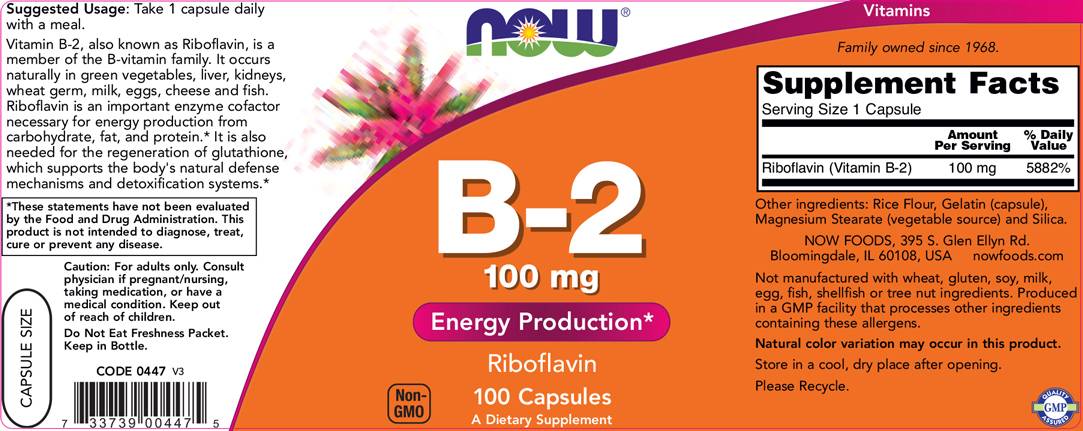 Vitamin B -2 / Riboflavin 100 mg - 100 Kapseln