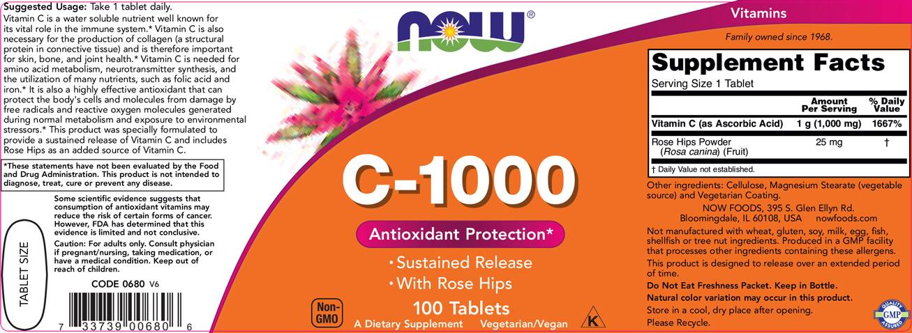 Vitamin C -1000 mit Rosen Hüften / anhaltende Freisetzung - 100 Tabletten