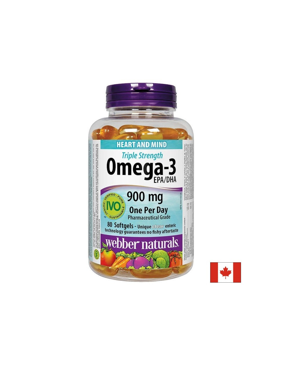Omega-3 Triple Strength / Omega-3 900 mg x 80 softgel capsules Webber Naturals - Nutra Best Europe