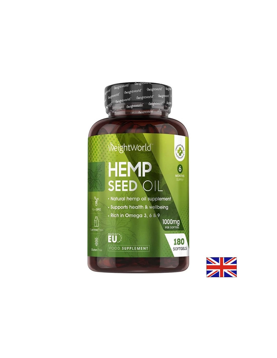 Musculoskeletal and Endocrine System - Hemp Seed Oil, 180 Softgels Weight Worl - Nutra Best Europe