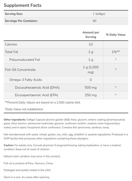 DHA - 500 Doppelfestigkeit - 180 Softgele