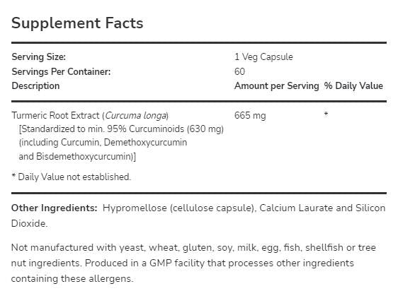 Kurkuma -Curcumin 665 mg - 120 Kapseln