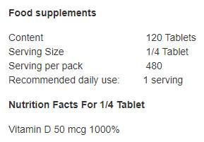 Vitamin D3 8000 IU 120 Tabletten