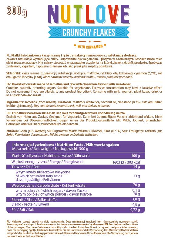 Nutlove | Knusprige Flocken mit Zimt - 300 Gramm