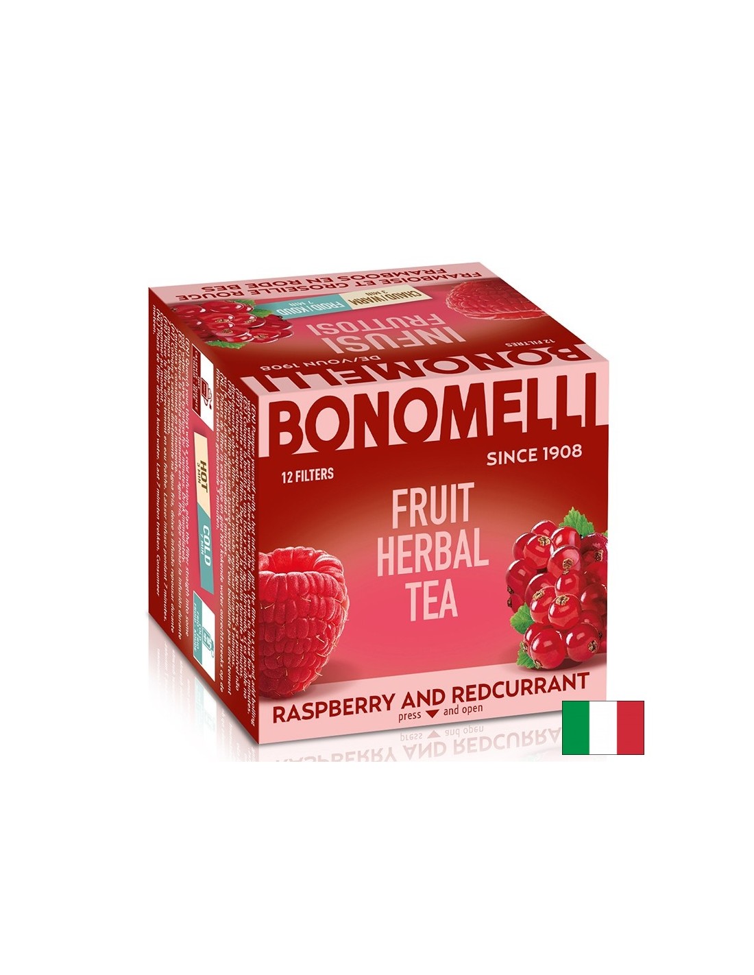 Obsttee mit Himbeeren und roten Johannisbeeren - natürliche Frische, 12 Beutel