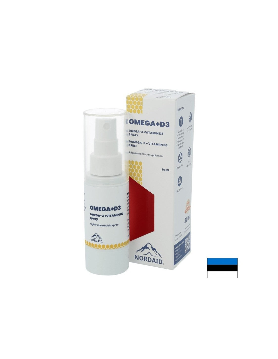 Omega -3 EPA & DHA + Vitamin D3 1000 IU - Starke Immunität und gesunde Knochen und Zähne - Mundspray, 30 ml, 200 Sprays