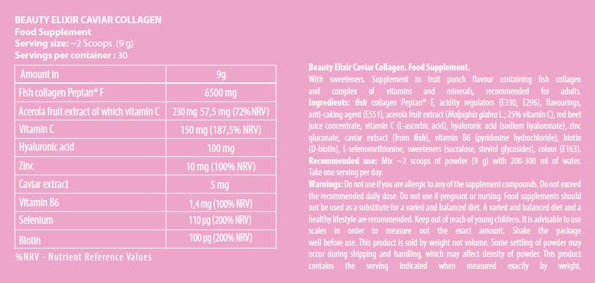 Schönheitselixier / Caviar -Kollagen - Pulver - 270 Gramm