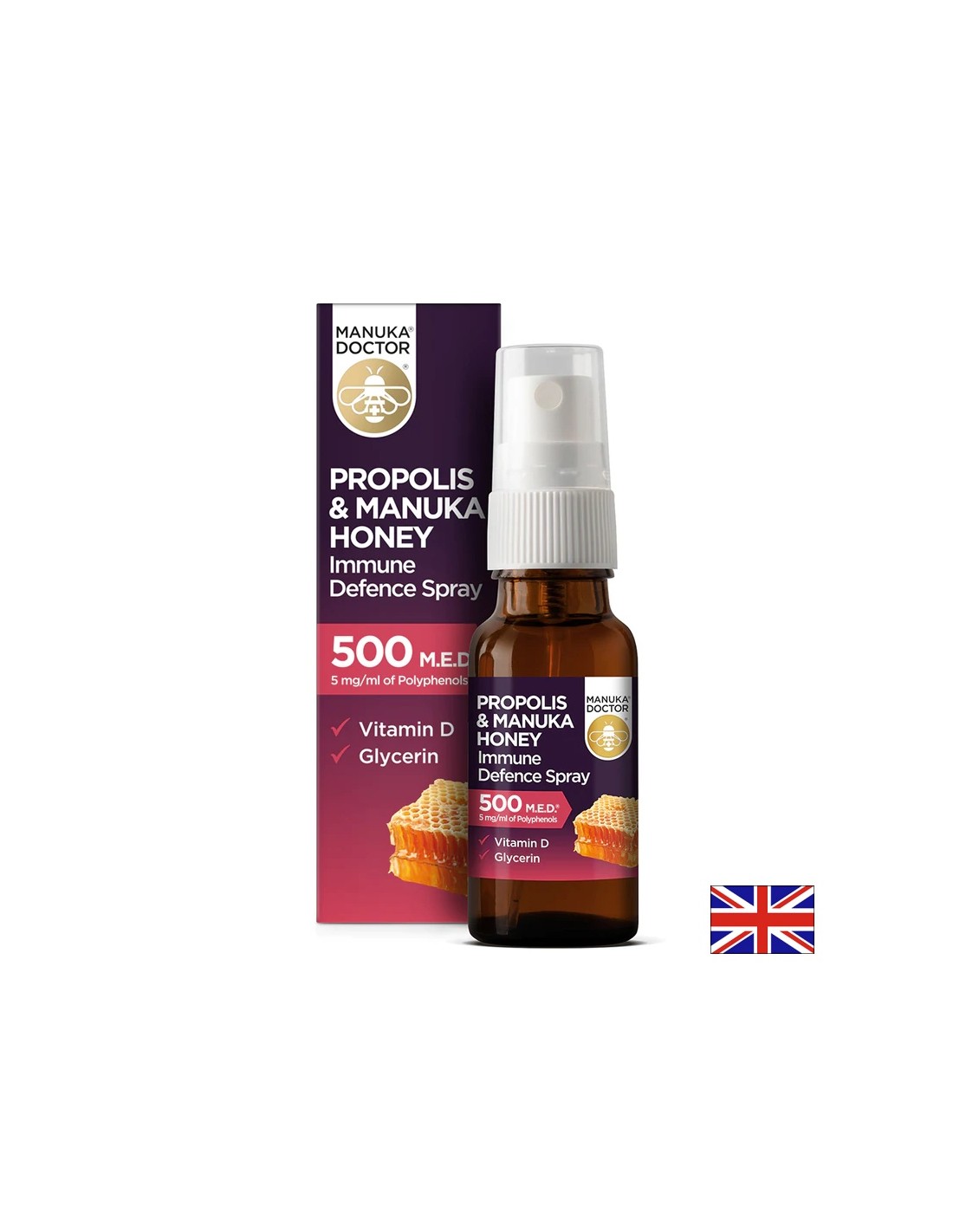 Propolis & Manuka Honey Immunverteidigungsspray / Mundspray für Immunabwehr mit Propolis und Manuka Honey 500 Med, 20 ml