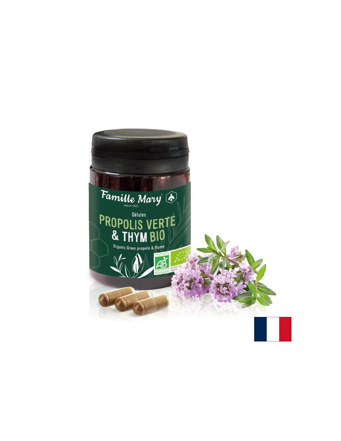 Propolis Verte & Thymian Bio / Green Propolis und Thymian Organic, 60 Kapseln Famille Mary