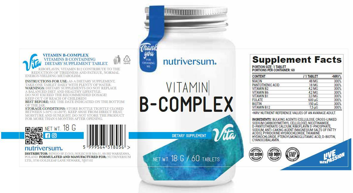 Vitamin B -Komplex - 30 Tabletten