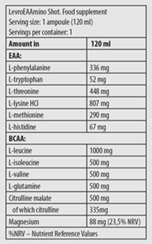 Levro Eaamino Shot | Essentielle Aminosäuren - 120 ml