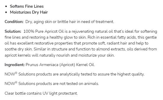 Aprikosenöl | 100% feuchtigkeitsspendendes Öl - 473 ml