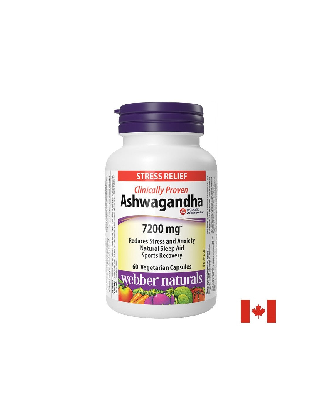 Entspannung des Nervensystems - Ashwagandha 7200 mg, 60 V -Kapseln