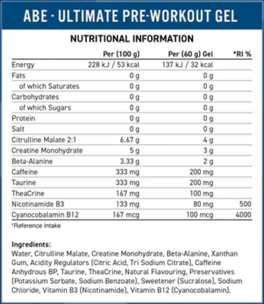 Abe Gel | Alles schwarz alles vor dem Training - 20 x 60 Gramm