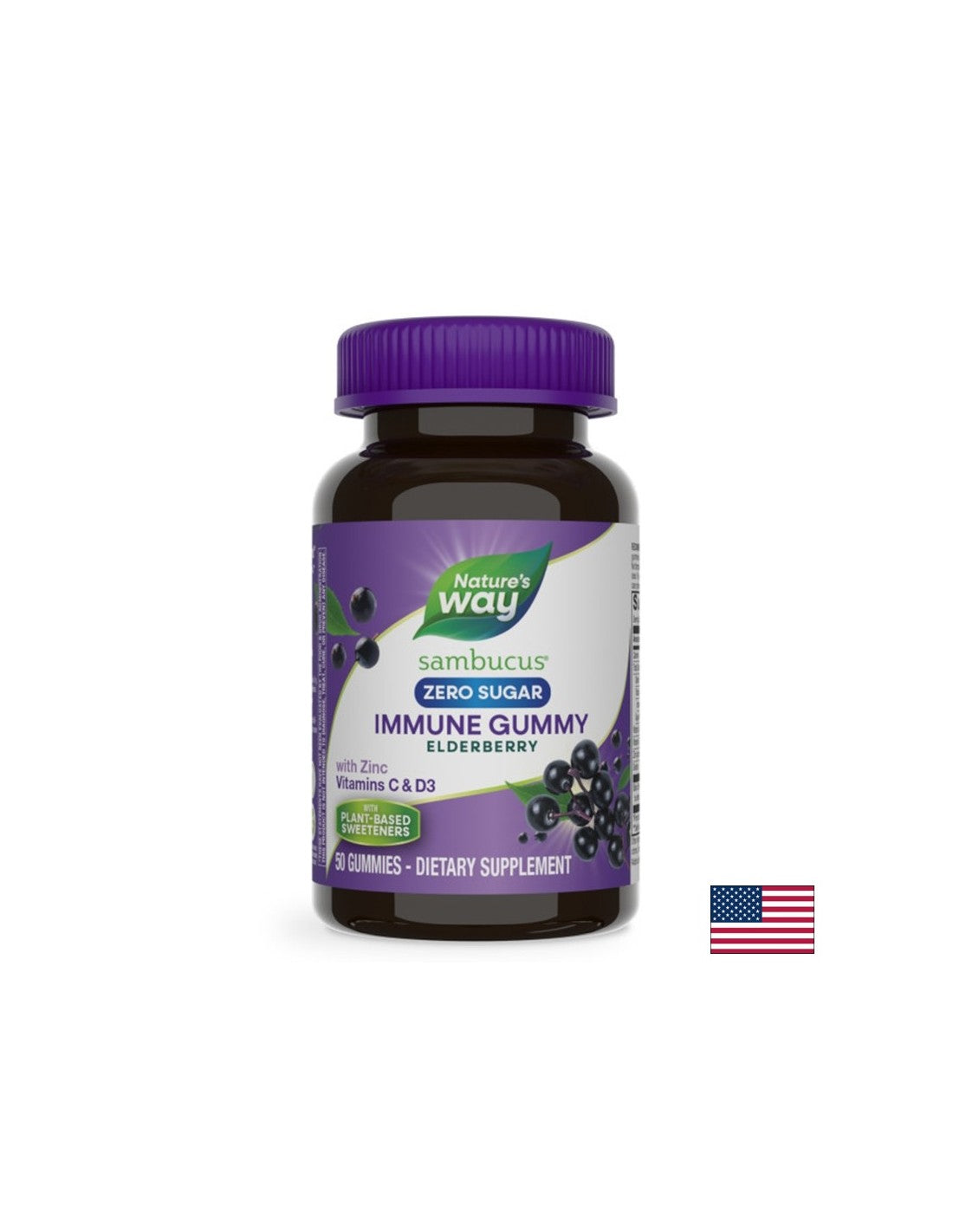 Sambucus -Immungummis (mit Vitamin C, D3 und Zink), 50 Jelly -Tabletten (ohne Zucker)