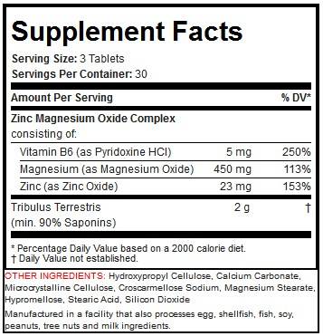 Testo hardcore | Tribulus + ZMA - 90 Tabletten