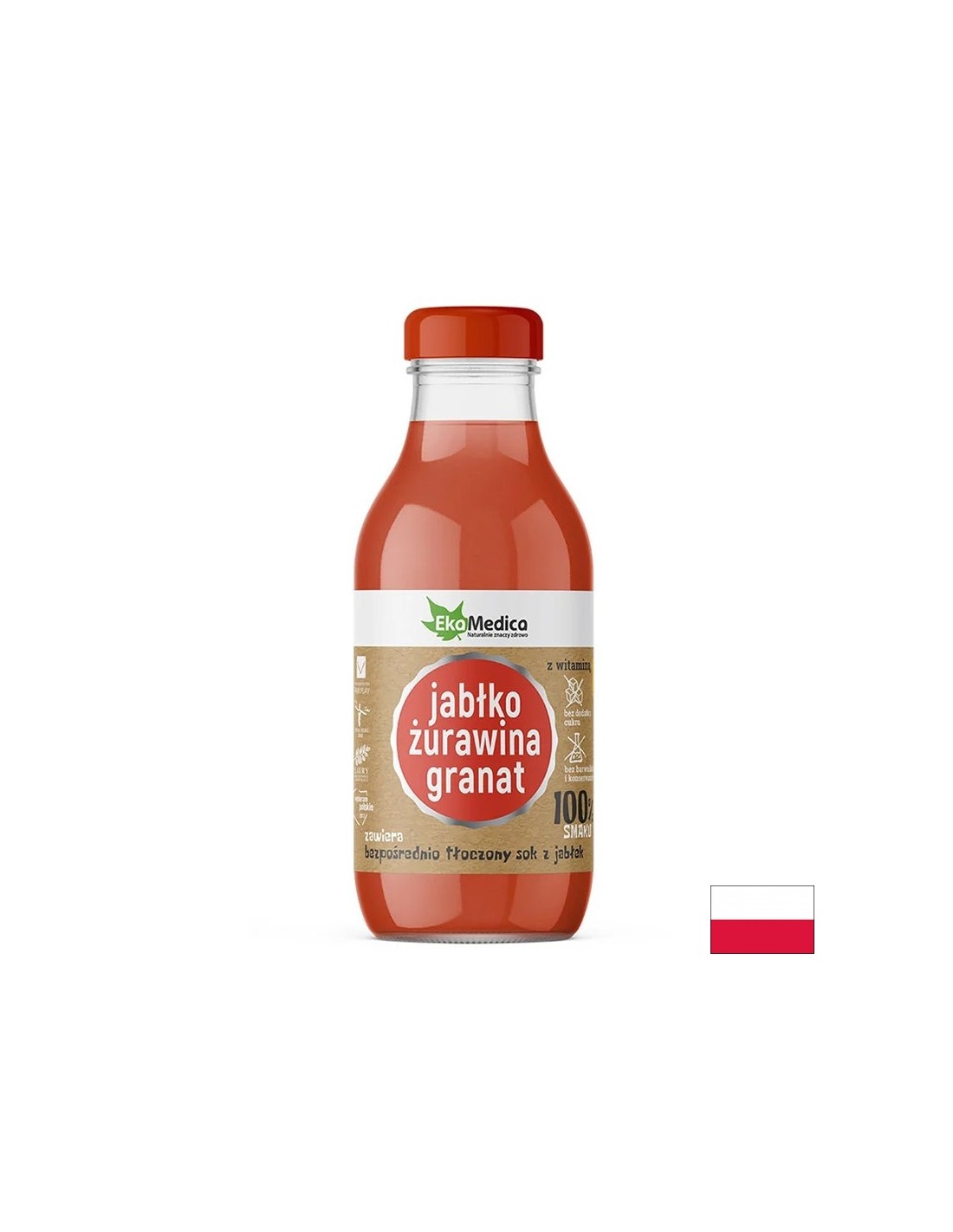 Apfel-, Cranberry- und Granatapfelsaft - Immun- und Antioxidationsschutz, 300 ml