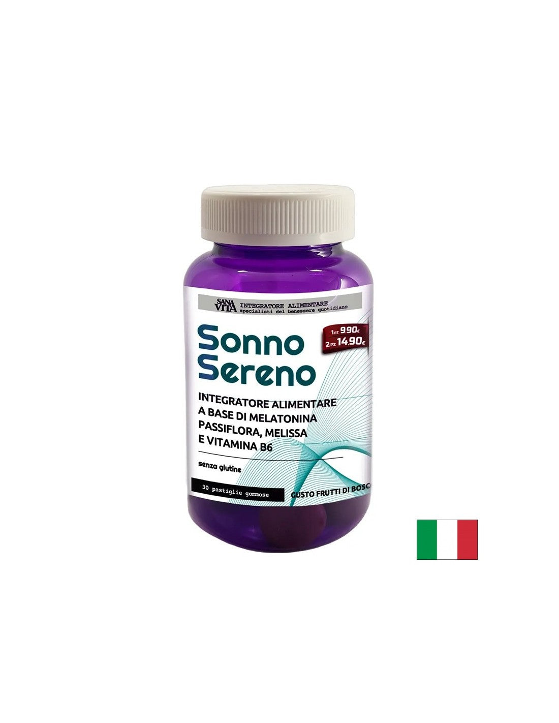 Melatonin + Passionsblume, Zitronenbalsam und Vitamin B6 - für Stress, Schlaflosigkeit, Angst, 30 Jelly -Tabletten