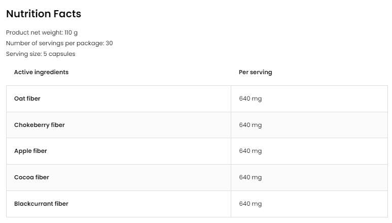 Fibwell® Caps | Komplex von 5 Quellen von Nahrungsfasern 150 Kapseln