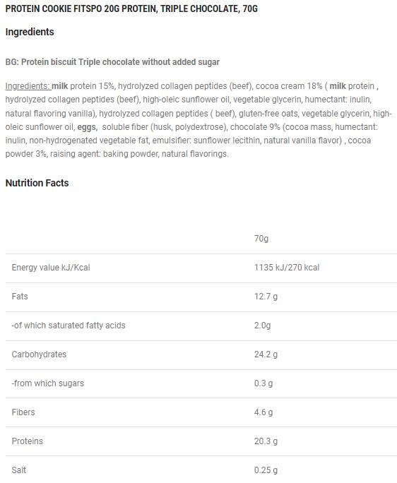Weicher Proteinkeks | mit 8G -Kollagen und kein Zucker zu Zucker - 10 x 70 Gramm