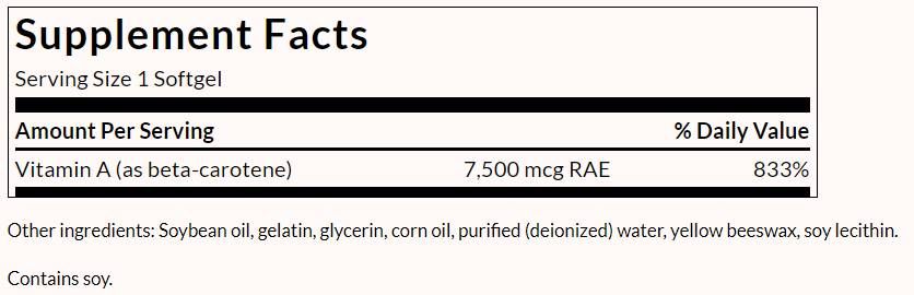 Beta -Carotin 25.000 IU - 300 Gelkapseln