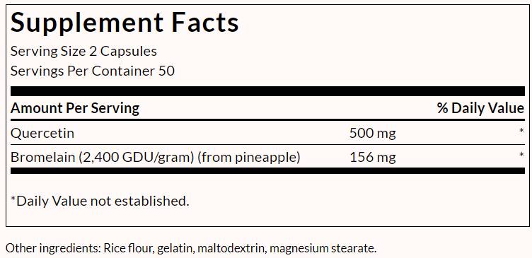 Quercetin & Bromelain - Fortgeschrittene Formel - 100 Kapseln