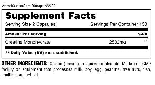 Tierische Kreatin -Mikron -Kapseln - 300 Kapseln