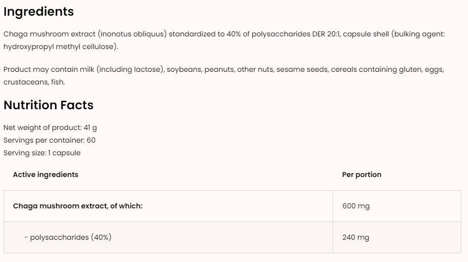 Chaga 600 mg | 60 Kapseln