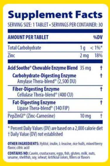 Säure beruhigte Kautable - 60 kaubare Tabletten