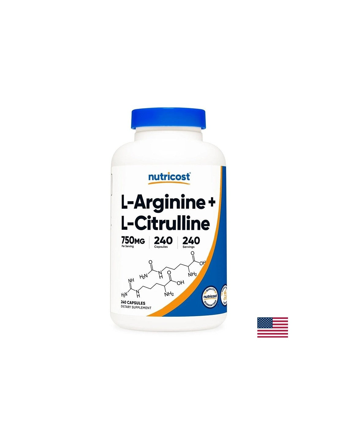 Ton und Energie-L-Arginin + L-Citrullin (L-Arginin + L-Citrullin), 500 mg + 250 mg, 240 Kapseln