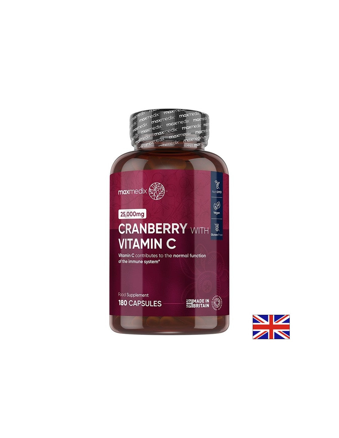 Gesundheit im Urin - Cranberry 500 mg + Vitamin C 100 mg, 180 Kapseln