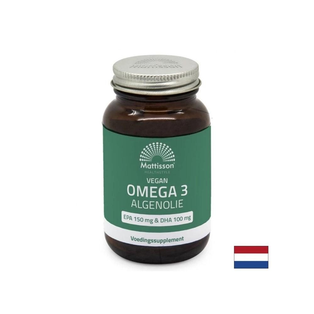 Veganer Omega -3 aus Algen - Unterstützung für Herz- und Gehirnfunktion, EPA 150 mg, DHA 100 mg, 60 Kapseln