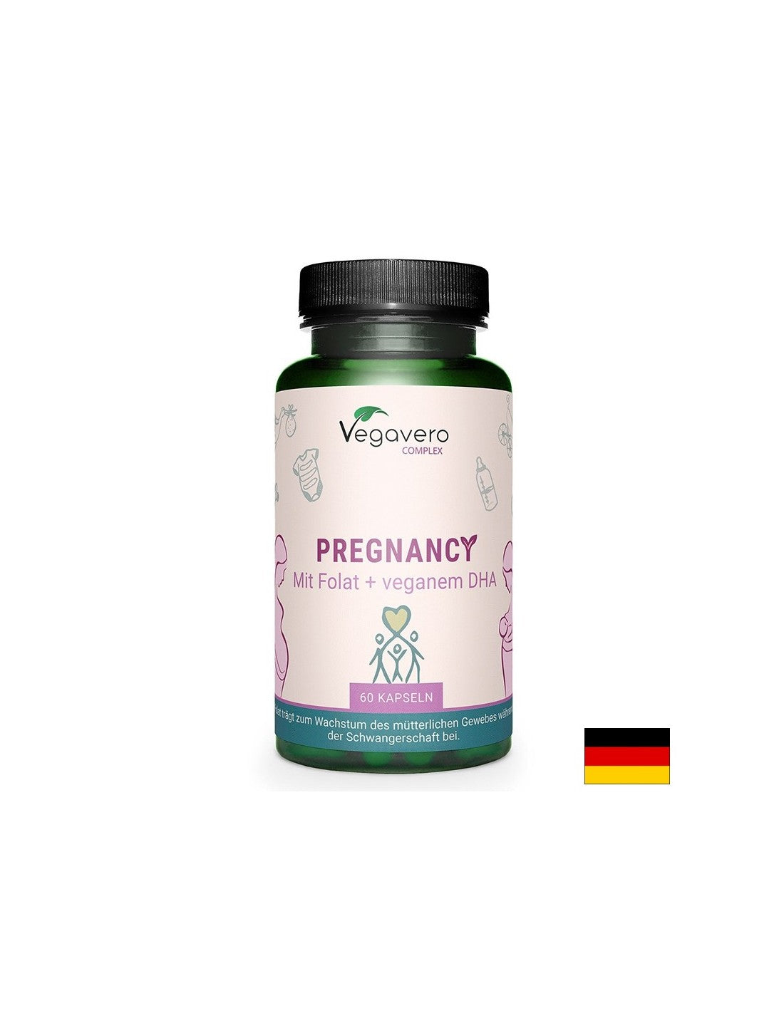 Vegane Vitamine und Mineralien für schwangere und stillende Frauen mit Gemüse -EPA/ DHA und Ingwer, 60 Kapseln