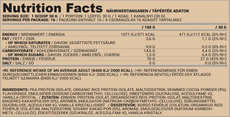 Veganer Protein | Erbse und Reis - 30 Gramm