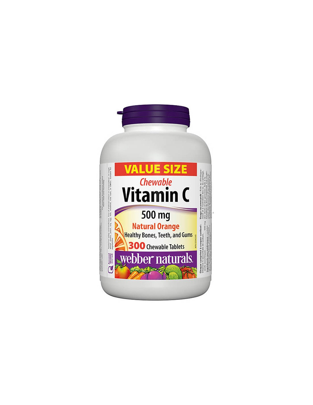 Vitamin C 500 mg Chewable - Vitamin C 500 mg, 300 chewable tablets Webber Naturals - Nutra Best Europe