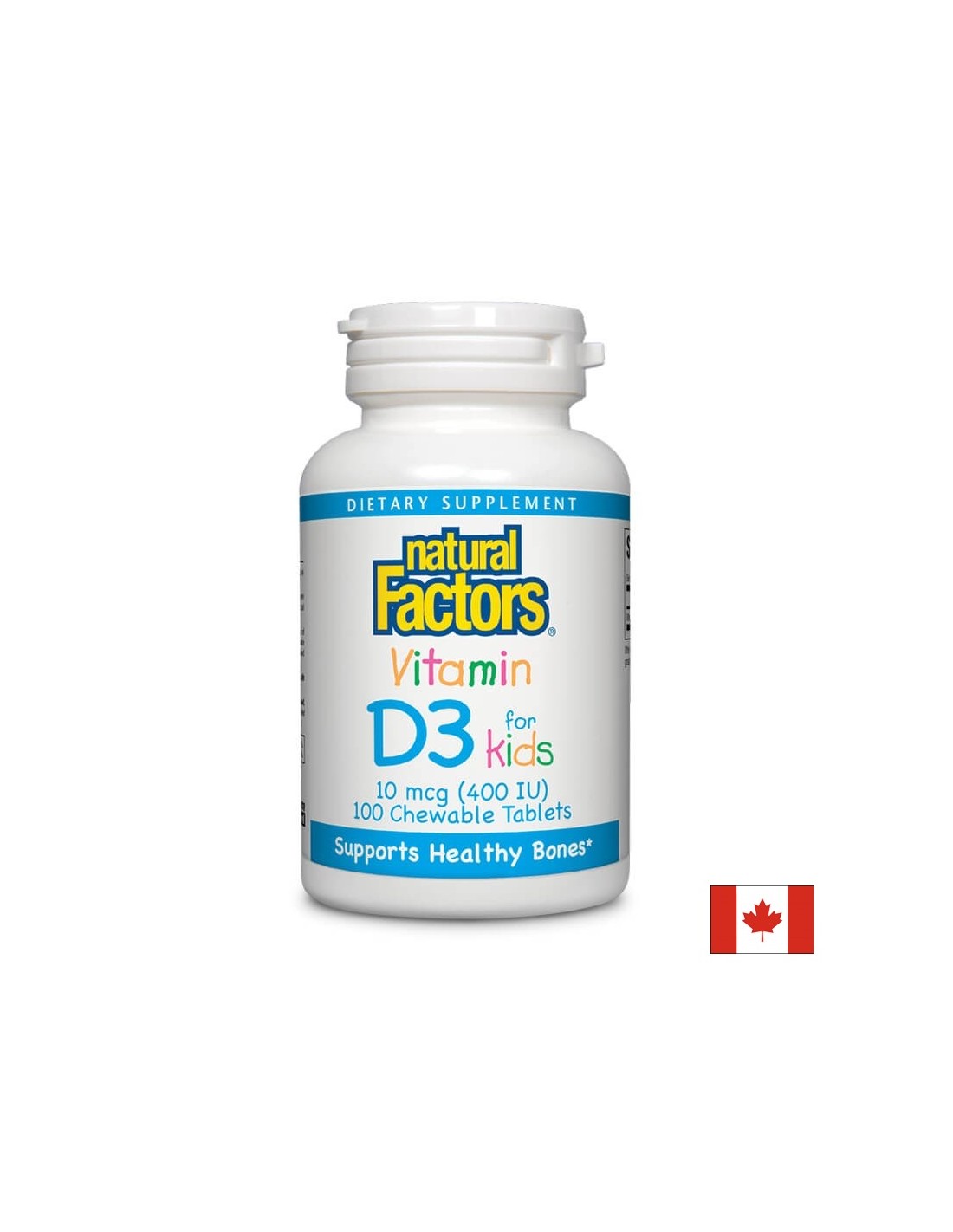 Vitamin D3 für Kinder 400 IU - 100 kaubare Tabletten