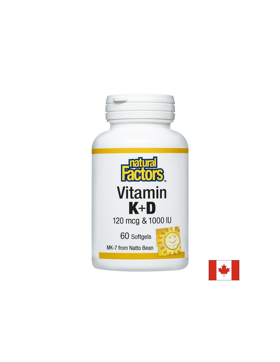 Vitamin K2 120 mcg und D3 1000 IE, 60 Weichkapseln <tc>Natural Factors</tc>