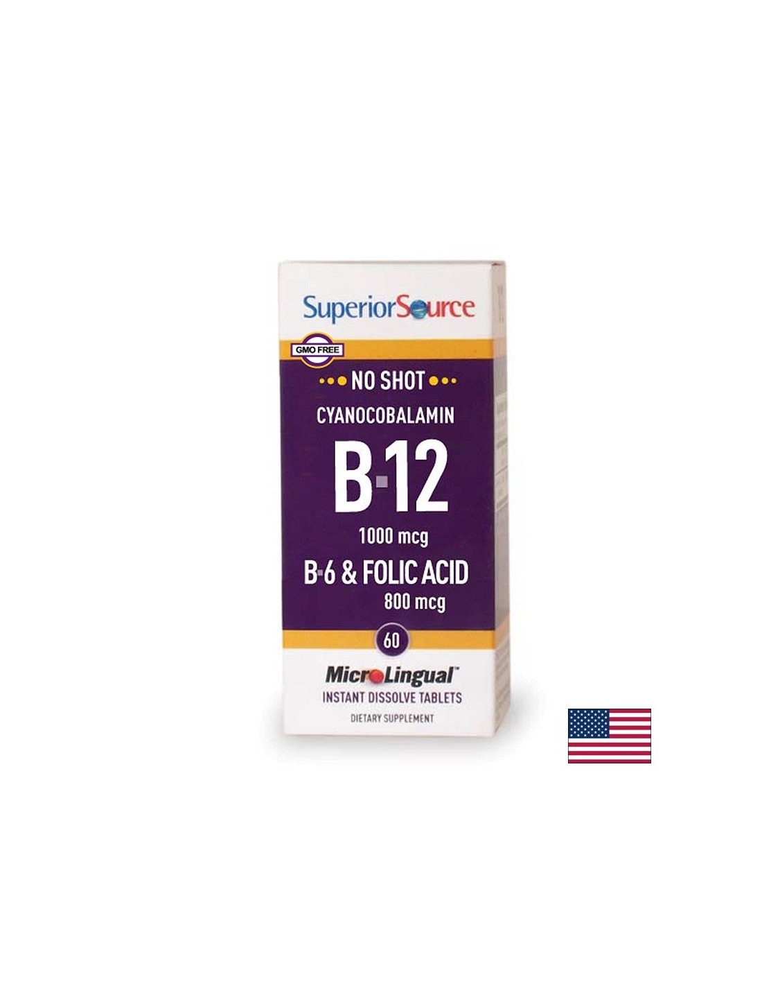 Vitamin B12, B6 + Folsäure - Hormon- und Stoffwechselgleichgewicht, 60 Sublingualtabletten <tc>Superior Source</tc>