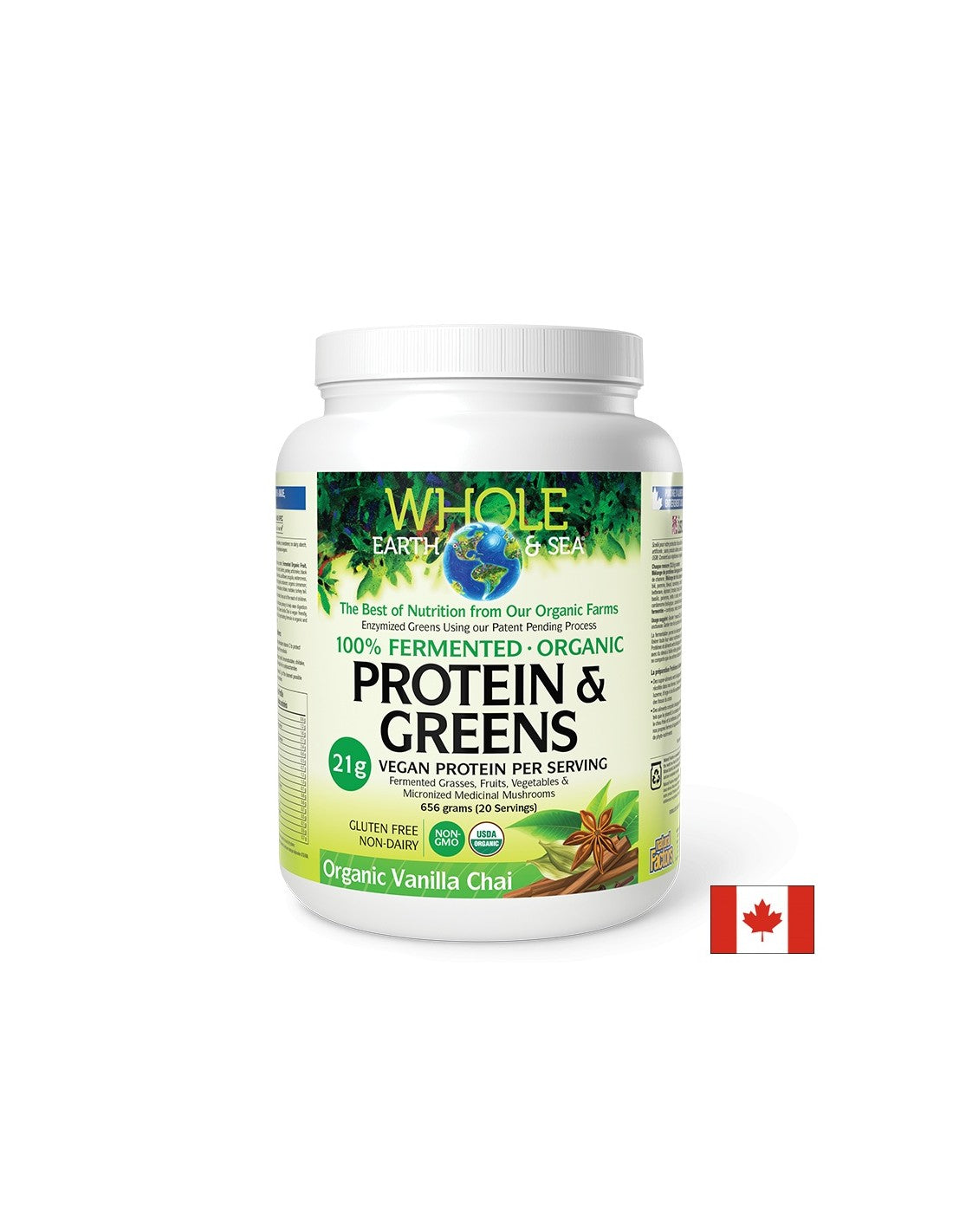 Bio -fermentierte Lebensmittel und medizinische Pilze - Whole Earth and Sea® - Quelle für Protein und Antioxidantien, 656 g, Pulver