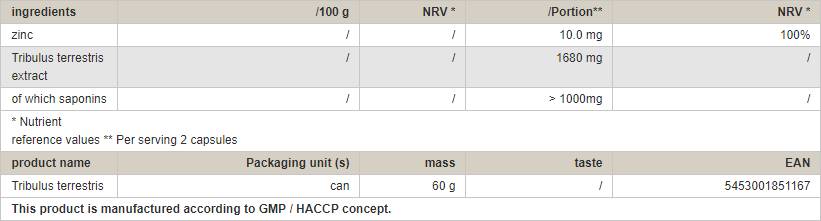 Tribulus 840 mg - 60 Kapseln