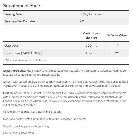 Quercetin mit Bromelain - 60 Kapseln