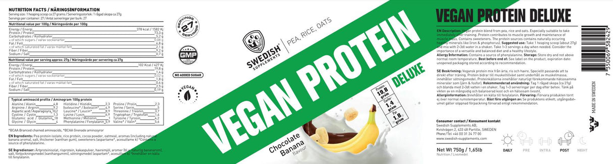 Veganer Protein Deluxe | aus Erbsen, Reis und Hafer - 750 Gramm